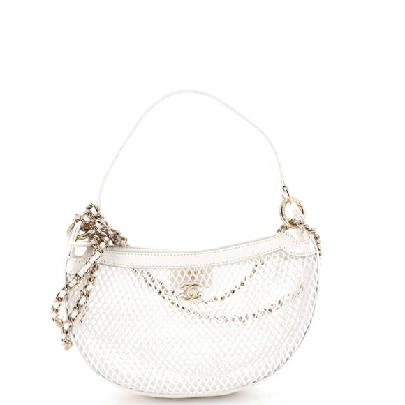 Chanel Handbags - Chanel Half Moon Clutch with Chain Mesh with Quilted Lambskin